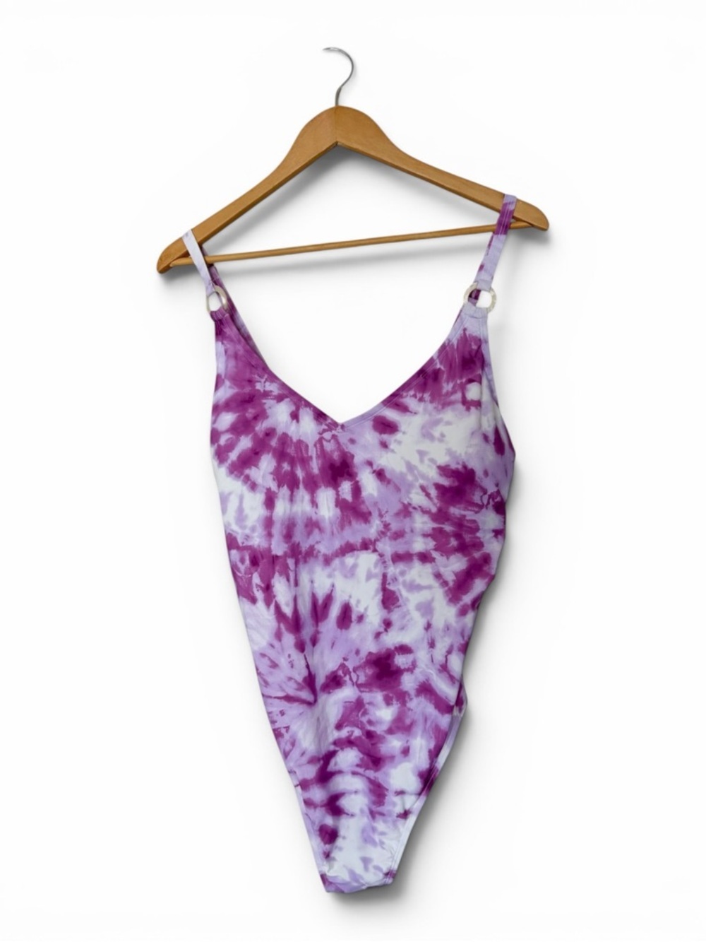 Purple Tie-Dye V-Neck One-Piece Swimsuit XXL